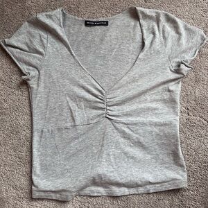 Brandy Melville Gray Gina Top V neck crop top going out top